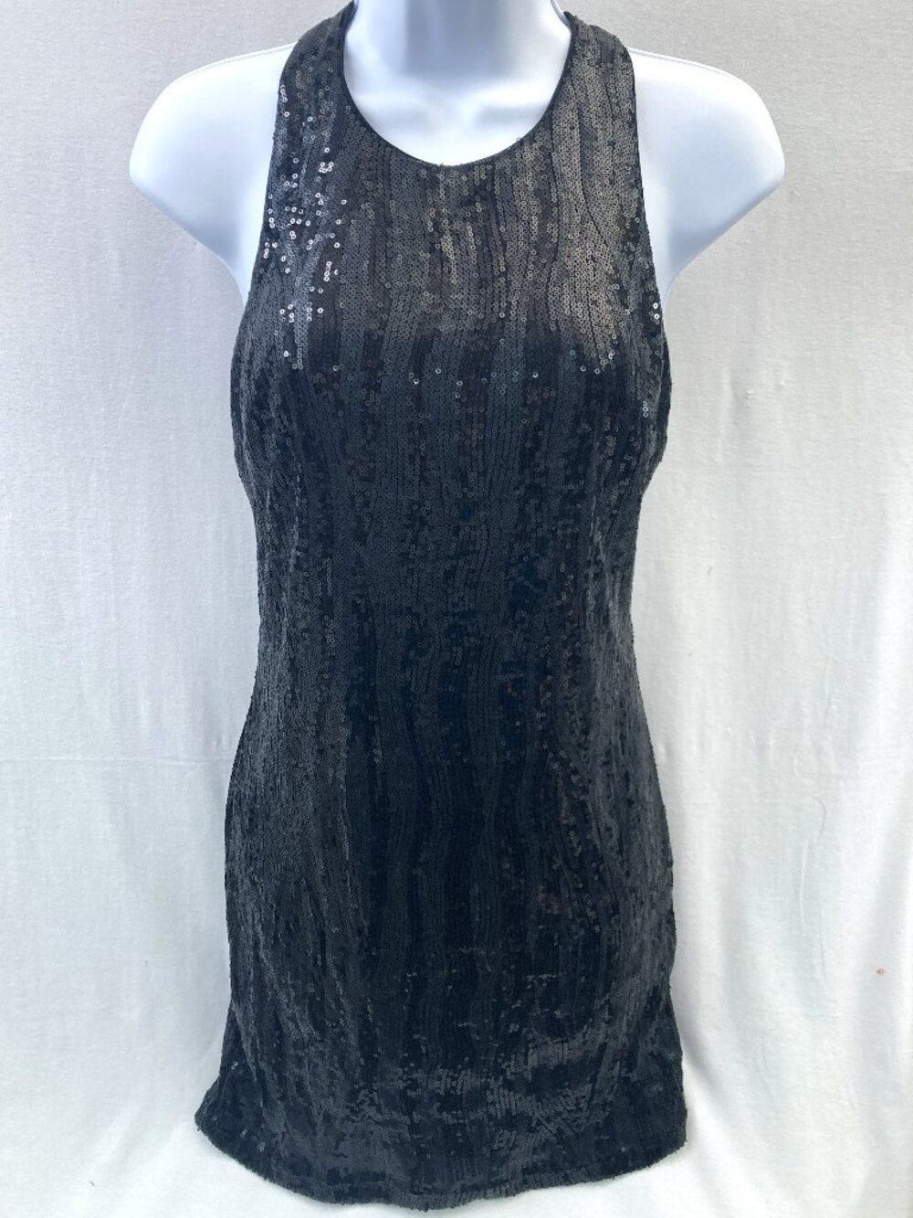 XXI Black Sexy Sequin Low Back Sleeveless Fitted Mini Dress - Size S